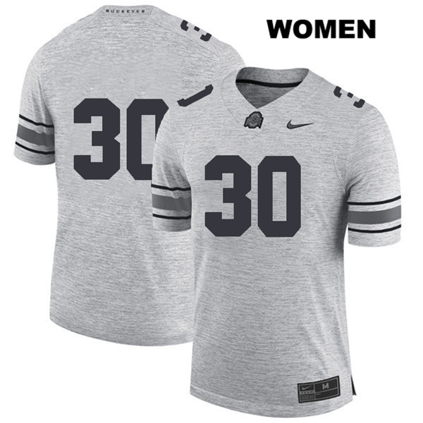 Ohio State Buckeyes Women's Kevin Dever #30 Gray Authentic Nike No Name College NCAA Stitched Football Jersey EX19H00PO